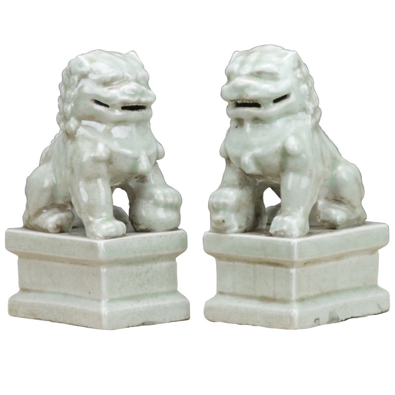 Celadon Porcelain Foo Dogs Statue Set