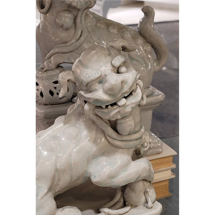Celadon Porcelain Foo Dogs Statue Set of 2