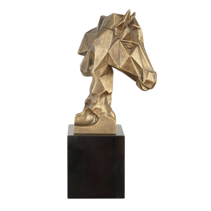 Chiseled Horse Bust Sculpture