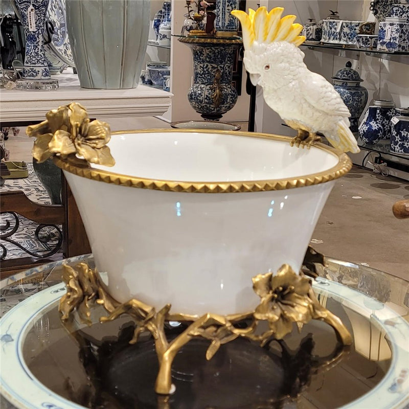 Cockatoo Basin-Porcelain & Bronze