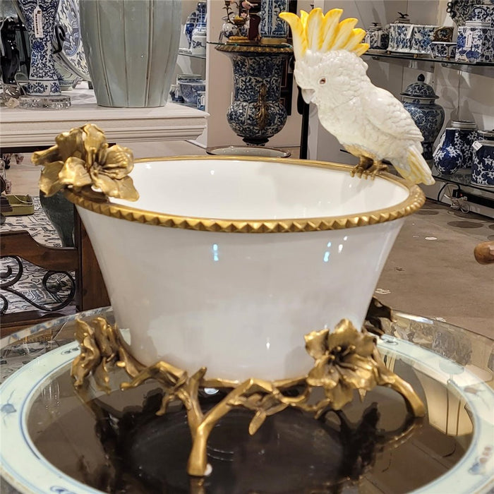 Cockatoo Basin-Porcelain & Bronze