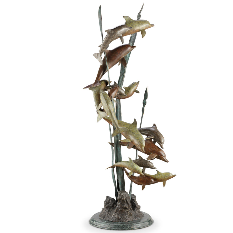 Dozen Dolphin Pod Seascape Sculpture