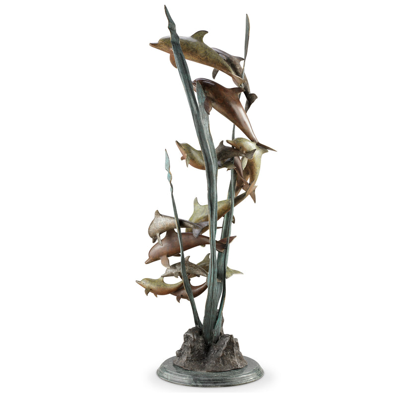 Dozen Dolphin Pod Seascape Sculpture