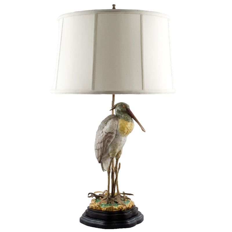 Spoonbill Egret Lamp Sculpture-Porcelain & Bronze