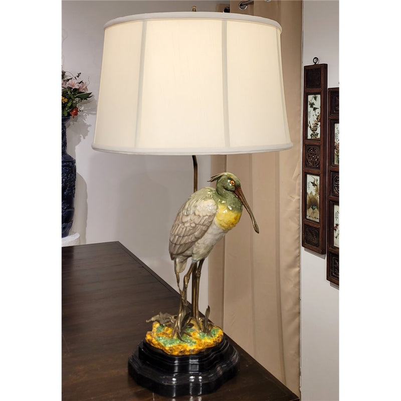 Spoonbill Egret Lamp Sculpture-Porcelain & Bronze