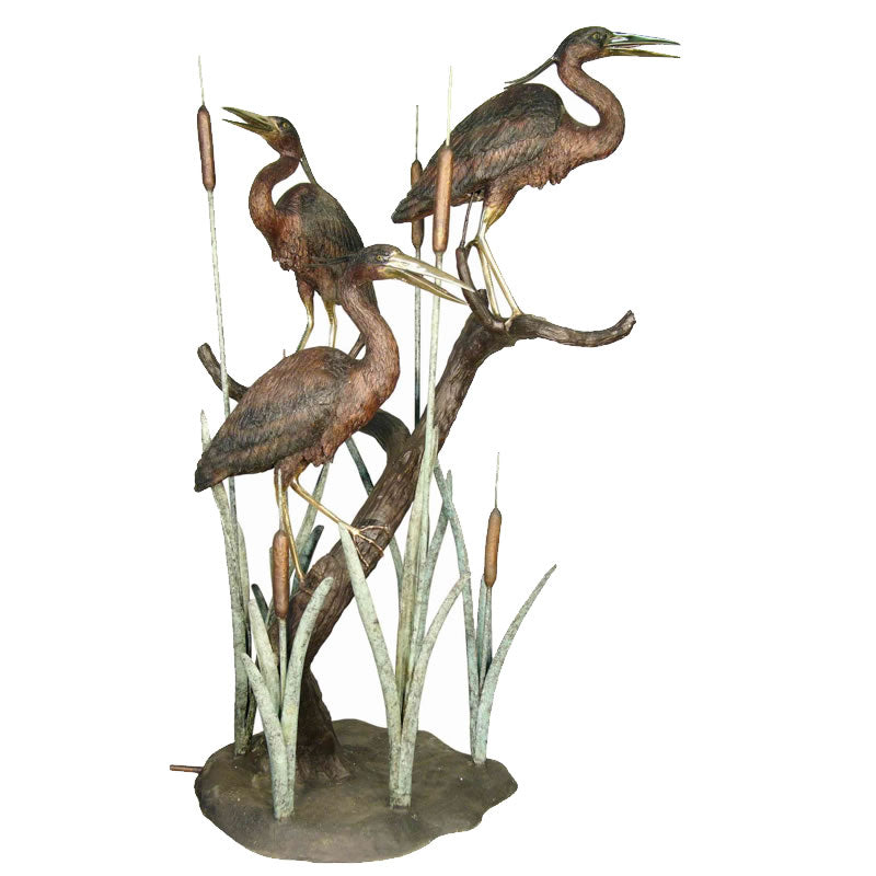 Egret Trio Bronze Fountain