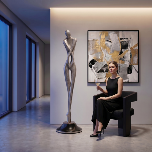 contemporary floor sculpture in modern interior