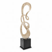 Abstract floor sculpture on white background. light colored beige finish