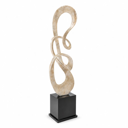 Abstract floor sculpture on white background. light colored beige finish