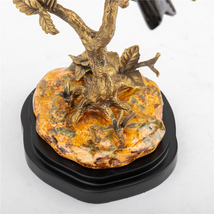 Finches in Tree Bird Sculpture-Porcelain & Bronze