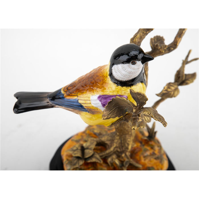 Finches in Tree Bird Sculpture-Porcelain & Bronze