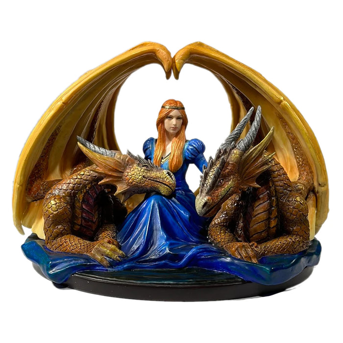 Fierce Loyalty- Maiden with Dragons Statue by Anne Stokes