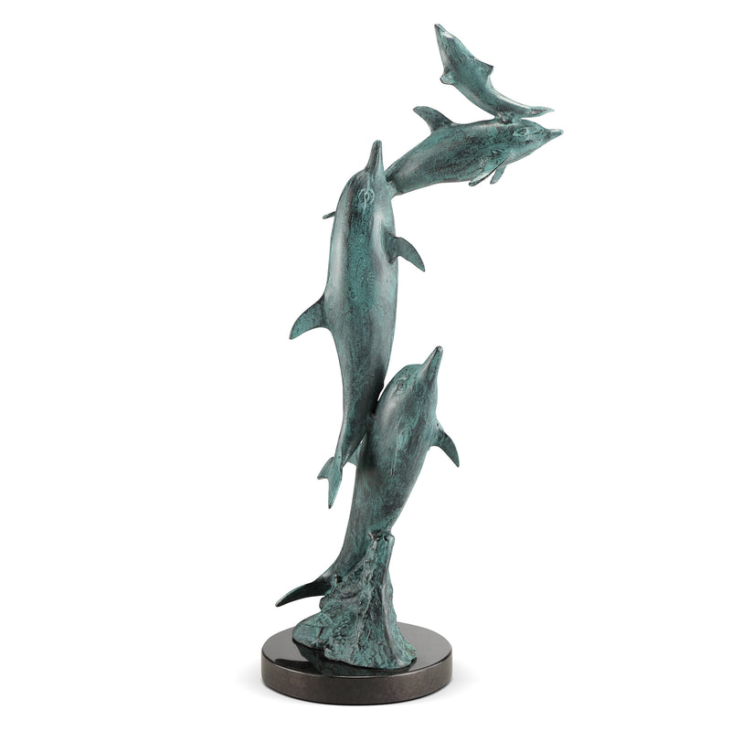 Frolicking Dolphin Family Sculpture
