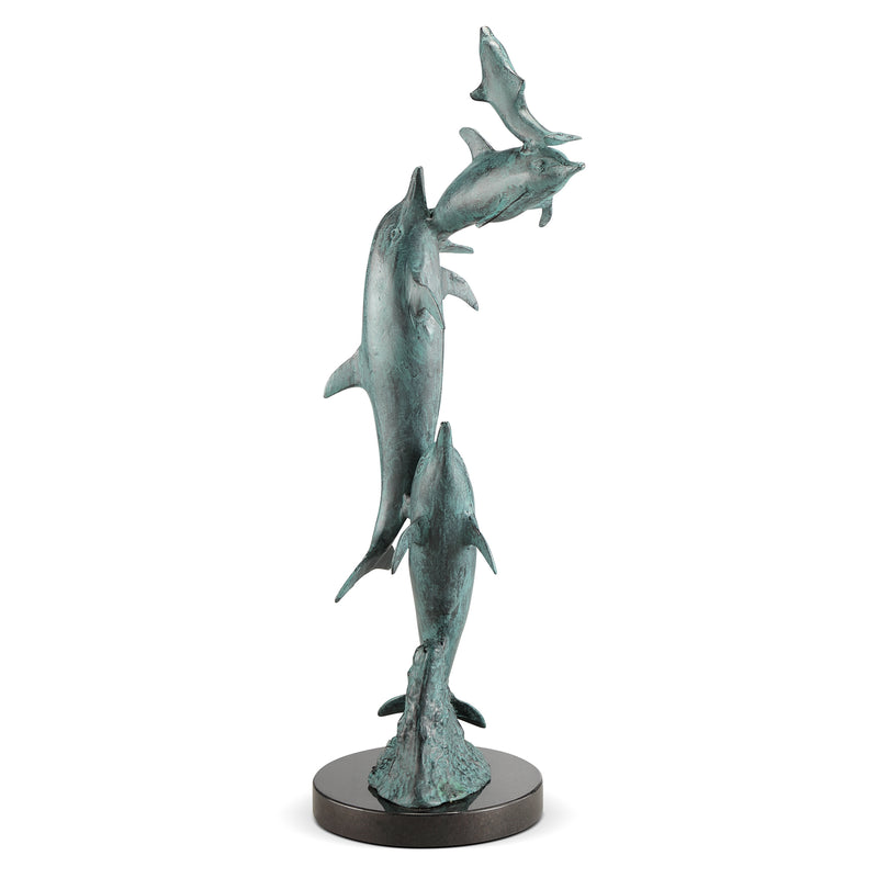 Frolicking Dolphin Family Sculpture