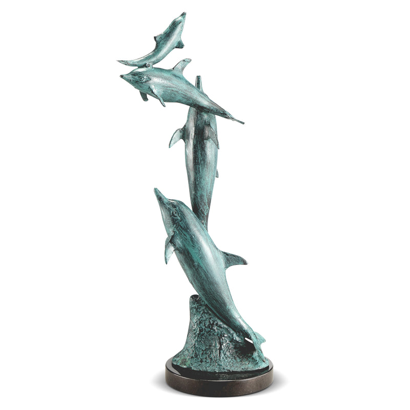 Frolicking Dolphin Family Sculpture