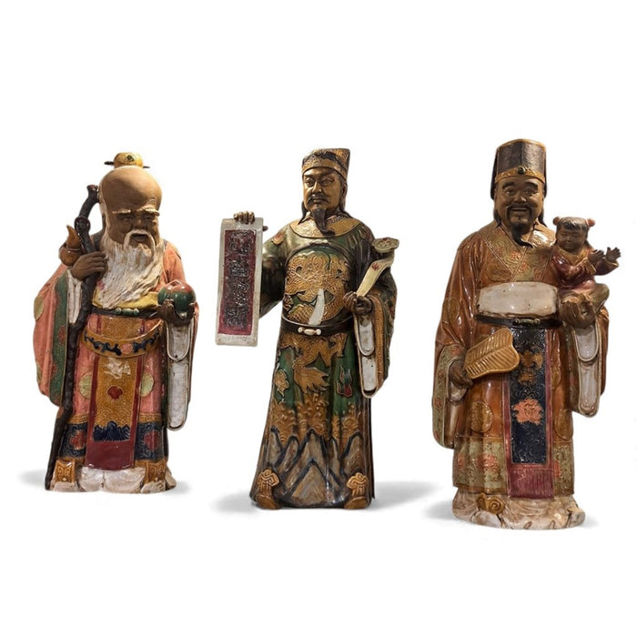 Fu Lu Shou Porcelain Statues Set of 3