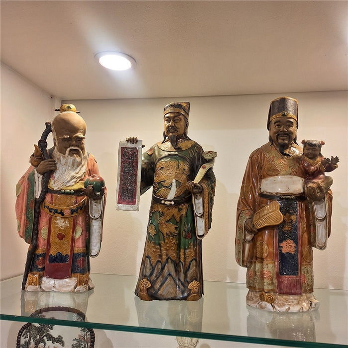 Fu Lu Shou Porcelain Statues Set of 3