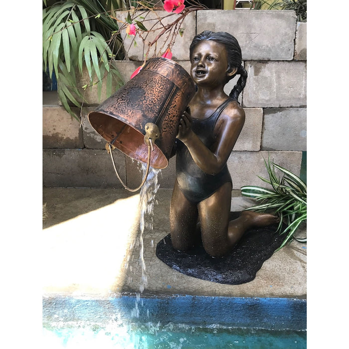 Girl With Bucket Fountain- Bronze