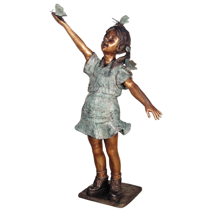 Girl with Butterflies Bronze Sculpture