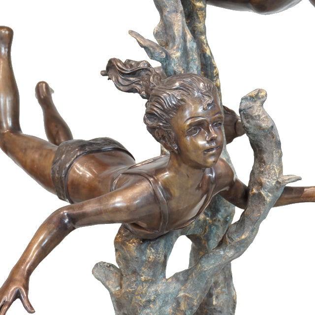 Giant Bronze Boy & Girl Swimming Statue