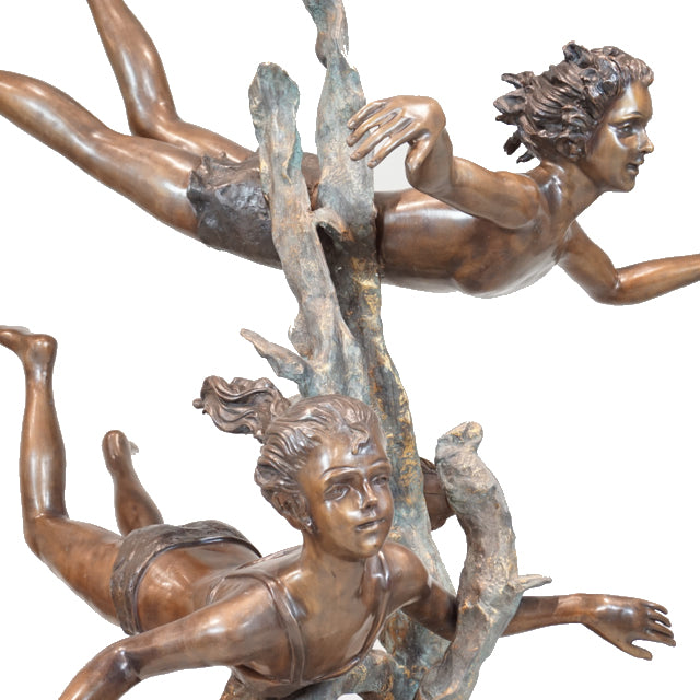 Giant Bronze Boy & Girl Swimming Statue