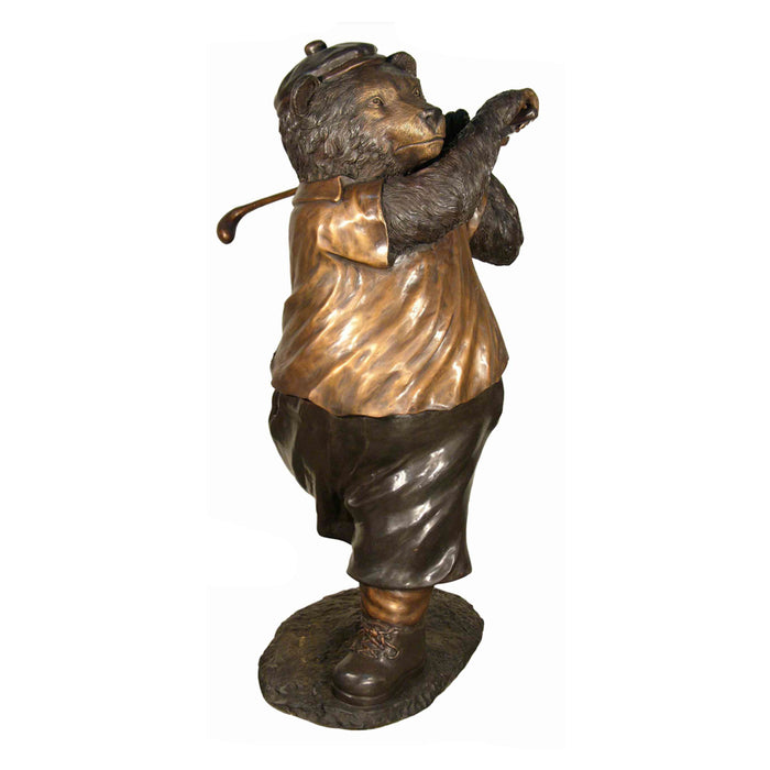 Golfing Bear Bronze Sculpture