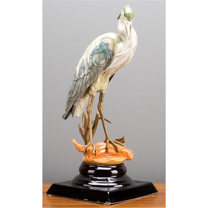 Great Blue Heron Sculpture-Porcelain & Bronze
