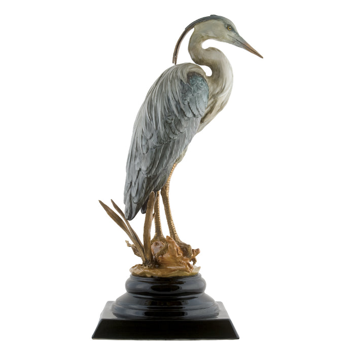 Great Blue Heron Sculpture-Porcelain & Bronze