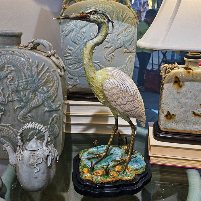 Great Egret Sculpture-Porcelain & Bronze