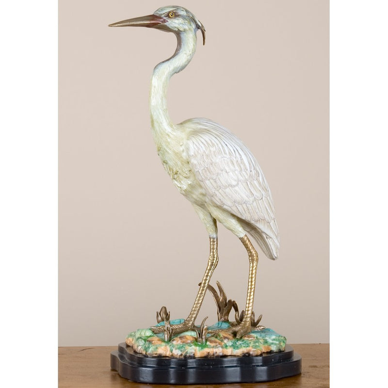 Great Egret Sculpture-Porcelain & Bronze