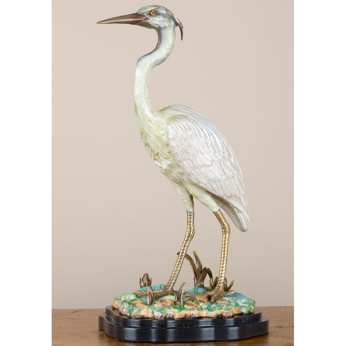 Great Egret Sculpture-Porcelain & Bronze
