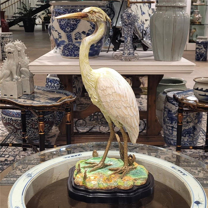 Great Egret Sculpture-Porcelain & Bronze