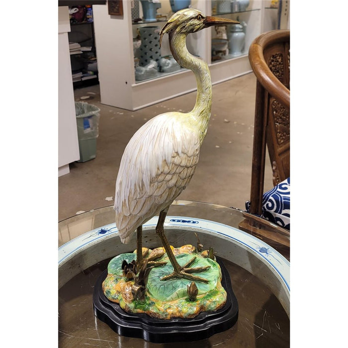Great Egret Sculpture-Porcelain & Bronze