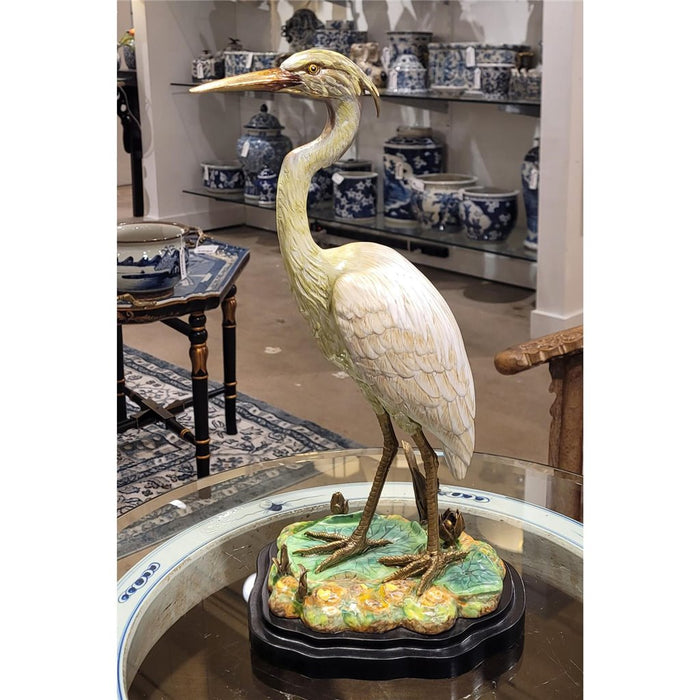 Great Egret Sculpture-Porcelain & Bronze