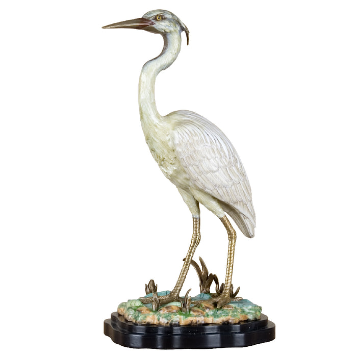 Great Egret Sculpture-Porcelain & Bronze