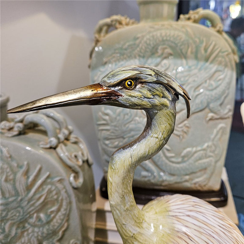 Great Egret Sculpture-Porcelain & Bronze