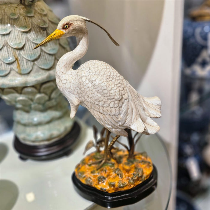 Great White Heron Sculpture-Porcelain & Bronze