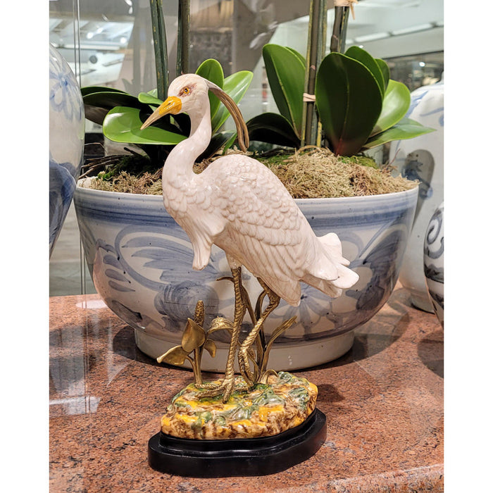 Great White Heron Sculpture-Porcelain & Bronze