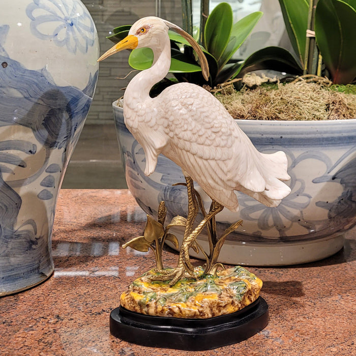 Great White Heron Sculpture-Porcelain & Bronze