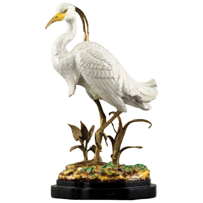 Great White Heron Sculpture-Porcelain & Bronze
