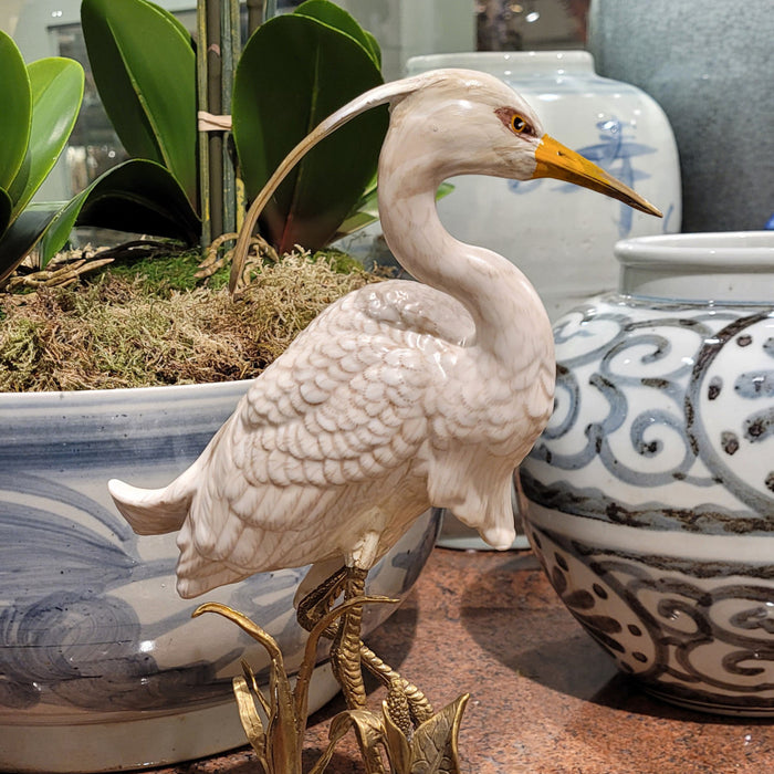 Great White Heron Sculpture-Porcelain & Bronze