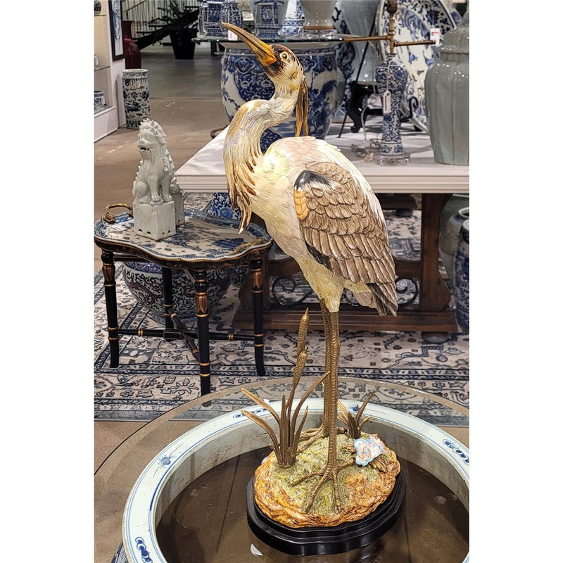 Heron Sculpture-Porcelain & Bronze