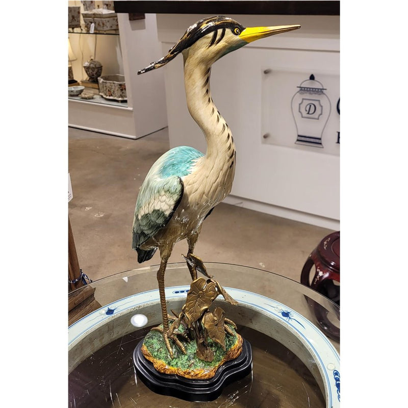 Heron Sculpture-Porcelain & Bronze