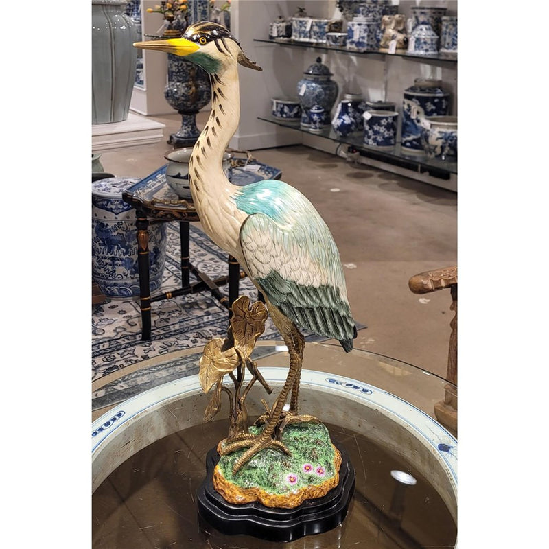 Heron Sculpture-Porcelain & Bronze