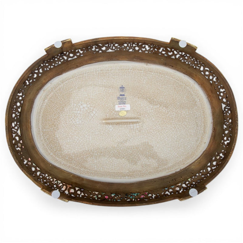 Imperial Phoenix Oval Cachpot Planter-Porcelain & Bronze