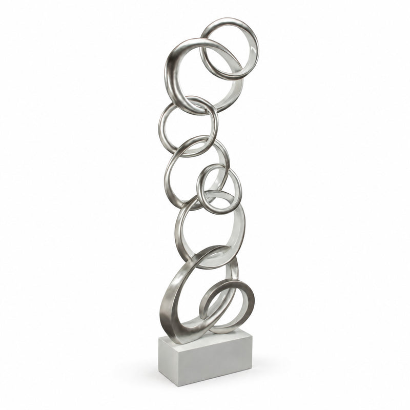Interlocking Harmony Silver Floor Sculpture
