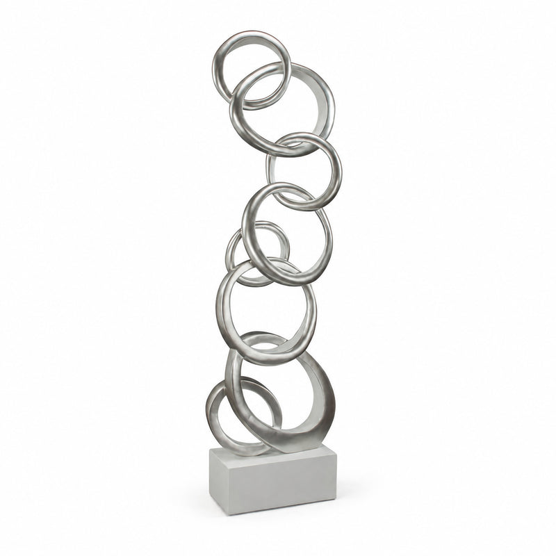 Interlocking Harmony Silver Floor Sculpture