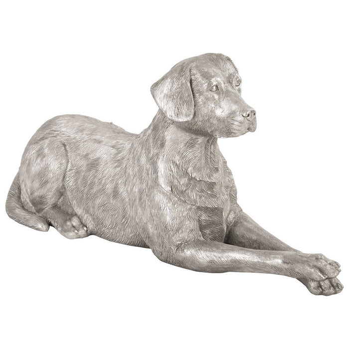 Labrador Retriever Laying Dog Sculpture-Liquid Silver