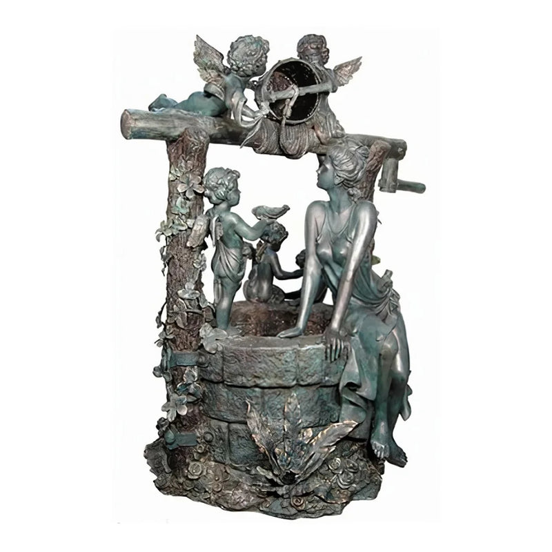 Lady with Cherubs at Wishing Well Bronze Fountain- Extra Large
