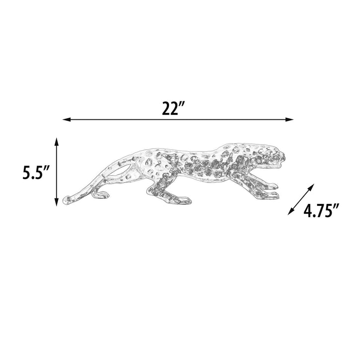 Leopard Statue-Silver Finish